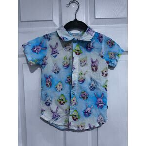 Birdie Bean Button Up Easter Bunny Shirt 5T Bamboo